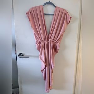 Deep V-Neck Plunge Ruched Dress